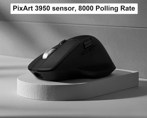 Keychron M6 Wireless All Silent Gaming Optical Mouse, 8000Hz Tri-Mode 2.4 GHz/Bluetooth 5.3/Wired, PixArt 3950 Sensor, 30000 DPI, Magnetic Metal Scroll Wheel for Windows PC/Mac - Black in Saudi Arabia
