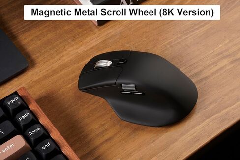 Keychron M6 Wireless All Silent Gaming Optical Mouse, 8000Hz Tri-Mode 2.4 GHz/Bluetooth 5.3/Wired, PixArt 3950 Sensor, 30000 DPI, Magnetic Metal Scroll Wheel for Windows PC/Mac - Black in Saudi Arabia