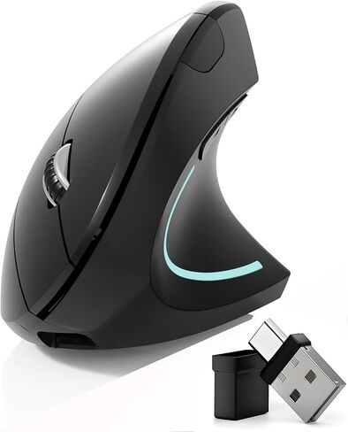 Bluetooth Mouse,Type-c and USB 2.4G Wireless Vertical Mouse Rechargeable Ergonomic Mouse, 800/1200 /1600 DPI, Buttons for Laptop, Desktop, PC, MacBook,Mac Computer (Black) in Saudi Arabia