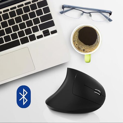 Bluetooth Mouse,Type-c and USB 2.4G Wireless Vertical Mouse Rechargeable Ergonomic Mouse, 800/1200 /1600 DPI, Buttons for Laptop, Desktop, PC, MacBook,Mac Computer (Black) in Saudi Arabia