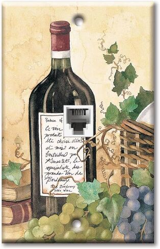 Art Plates - One Port RJ11 - Telephone decorative printed keystone style wall plate. CAT3 - RJ12 Female to Female phone jack. Works for phones, fax, ect. - Wine Table in Saudi Arabia