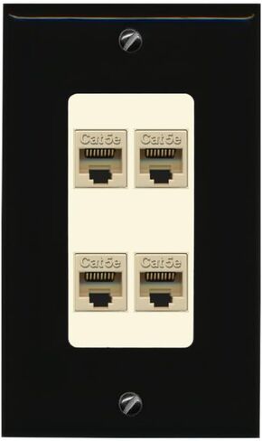 RiteAV Decorative 1 Gang 4 Port Cat5e Ethernet Wall Plate - Gray/Gray in Saudi Arabia