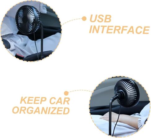 مروحة سيارة تعمل بالطاقة USB للوحة القيادة، مروحة سيارة محمولة لحامل الأكواب، اتجاه الرياح التبريد لراحة المقعد الخلفي ودوران الهواء in Kuwait