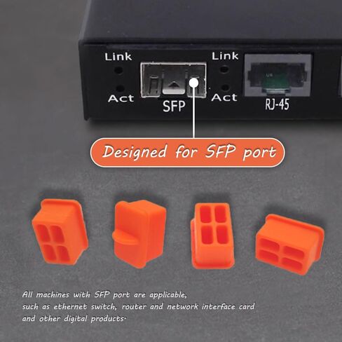 أغطية غبار SFP، قابس منفذ الألياف الضوئية، أغطية مضادة للغبار، واقي سيليكون لوحدة الإرسال والاستقبال/المحول/بطاقات الشبكة/جهاز التوجيه/محولات الوسائط، 10 قطعة/الحزمة in Saudi Arabia