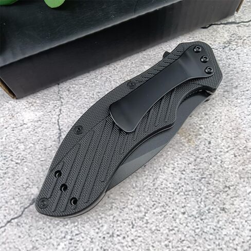 Generic Clash Black Serrated Pocket Folding knife, 3"" 8Cr13MoV Steel Drop Point Blade, Assisted One-Handed Flipper Opening, Utility EDC for Outdoor Camping Survival in Saudi Arabia