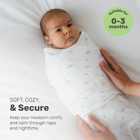Snug Newborn Swaddle, Breathable & Premium Cotton Sleep Swaddle Blankets for Newborns with Adjustable Fit, Secure & Gentle on Delicate Skin, Adorable Patterns for Baby Boys & Girls in Kuwait