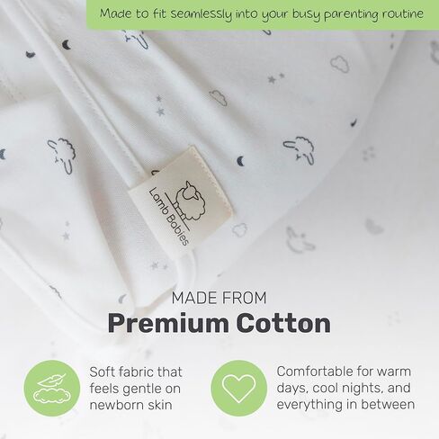 Snug Newborn Swaddle, Breathable & Premium Cotton Sleep Swaddle Blankets for Newborns with Adjustable Fit, Secure & Gentle on Delicate Skin, Adorable Patterns for Baby Boys & Girls in Kuwait