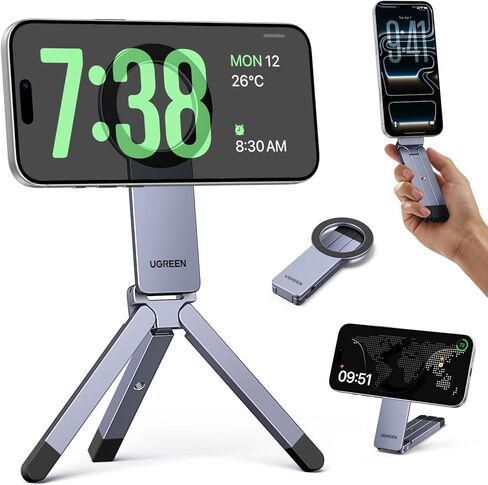 حامل هاتف مغناطيسي قابل للتعديل يدور 360 درجة من UGREEN لحامل ثلاثي Magsafe متوافق مع منفذ لولبي 1/4 بوصة مع iPhone 17 16 15 14 13 12 Pro Max Air، حامل الهاتف الخلوي وملحقات أساسيات السفر in Kuwait