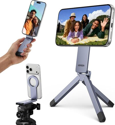 حامل هاتف مغناطيسي قابل للتعديل يدور 360 درجة من UGREEN لحامل ثلاثي Magsafe متوافق مع منفذ لولبي 1/4 بوصة مع iPhone 17 16 15 14 13 12 Pro Max Air، حامل الهاتف الخلوي وملحقات أساسيات السفر in Kuwait