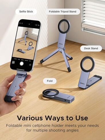 حامل هاتف مغناطيسي قابل للتعديل يدور 360 درجة من UGREEN لحامل ثلاثي Magsafe متوافق مع منفذ لولبي 1/4 بوصة مع iPhone 17 16 15 14 13 12 Pro Max Air، حامل الهاتف الخلوي وملحقات أساسيات السفر in Kuwait