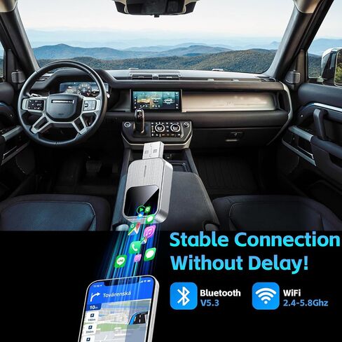 Wireless CarPlay Adapter for iPhone - Convert Wired to Wireless, Plug & Play 5GHz WiFi Dongle Auto-Connect, Low Latency & Stable，Multi-Phone Switching, for Cars with Factory Wired CarPlay (Grey) in Saudi Arabia