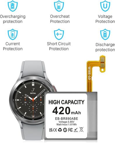 SHENMZ for Samsung Galaxy Watch 4 Battery Replacement - 420mAh Upgraded High Capacity Battery & Tool Kit for 44mm 46mm Models SM-R870/SM-R875/SM-R875U/SM-R890/SM-R895 in Saudi Arabia