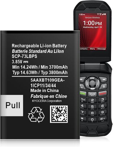 SCP-73LBPS Battery, [2025 New Upgrade] 3800mAh Ultra High Capacity Li-ion Replacement Battery for Kyocera DuraXV Extreme E4810 Verizon Flip Phone in Saudi Arabia