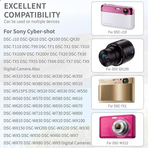 بطارية NP-BN1 مكونة من قطعتين مع شاحن LCD نحيف متوافق مع Sony Cyber-Shot DSC-QX10 QX30 QX100 DSC-TF1 DSC-TX10 TX20 TX30 DSC-W530 DSC-W570 DSC-W650 DSC-W800 DSC-W830 DSC-WX100 DSC-WX200 in Saudi Arabia