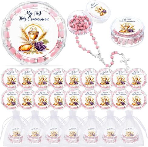 Tondiamo 24 Pcs First Holy Communion Bead Scented Rosaries for Baptism Gifts First Communion Memorial Gift for Guests Boys Girls Religious Event Beads Baptism Party Favor Primera Comunion in Saudi Arabia