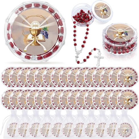 Tondiamo 24 Pcs First Holy Communion Bead Scented Rosaries for Baptism Gifts First Communion Memorial Gift for Guests Boys Girls Religious Event Beads Baptism Party Favor Primera Comunion in Saudi Arabia