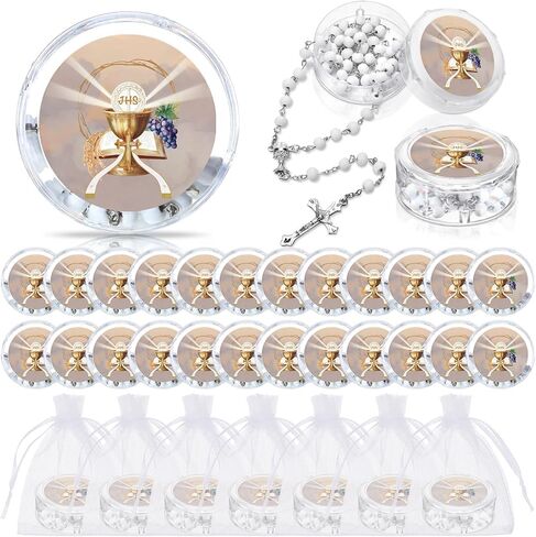 Tondiamo 24 Pcs First Holy Communion Bead Scented Rosaries for Baptism Gifts First Communion Memorial Gift for Guests Boys Girls Religious Event Beads Baptism Party Favor Primera Comunion in Saudi Arabia