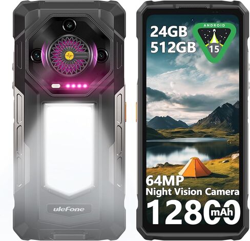 Ulefone Armor 33 25500mAh Battery (66W) Rugged Phone, Android 15 24GB+512GB, 6.95" FHD 120Hz Screen, 64MP Night Vision+50MP+50MP+32MP, Versatile LED Light Infinite Halo 118dB Speaker IP68/IP69K 4G in Saudi Arabia