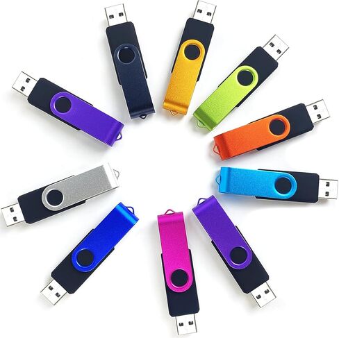 2GB USB Flash Drive 10 Pack 2 GB Thumb Drives TATMOHIK 2.0 USB Drive Bulk 2G Swivel Design Flash Drives Pack with LED Indicator 2 Gig Jump Drives Multipack Zip Drive Memory Stick PenDrive, Mixed Color in Saudi Arabia