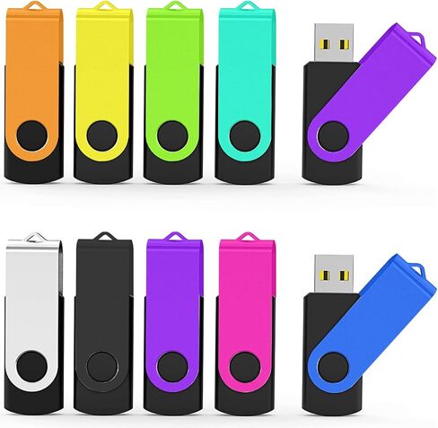 2GB USB Flash Drive 10 Pack 2 GB Thumb Drives TATMOHIK 2.0 USB Drive Bulk 2G Swivel Design Flash Drives Pack with LED Indicator 2 Gig Jump Drives Multipack Zip Drive Memory Stick PenDrive, Mixed Color in Saudi Arabia