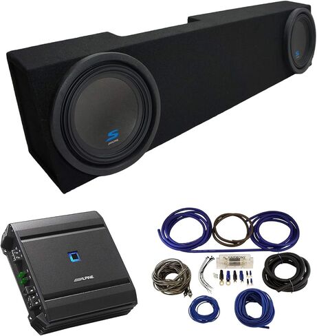 American Sound Connection Compatible with 2006-2015 Dodge Ram Mega Cab Truck Alpine S-W10D2 Type S Car Audio Subwoofers Custom Dual 10" Sub Box Enclosure Package in Kuwait