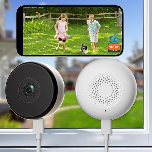2K 3MP Window Camera,5G&2.4GHz WiFi AI Color Night Vision, Wireless Indoor Home Security Cam w/Motion Detection, 2-Way Talk, Alexa, 24/7 Recording, Zone Set, 10Ft Cable, Easy Install, 2-Pack in Saudi Arabia