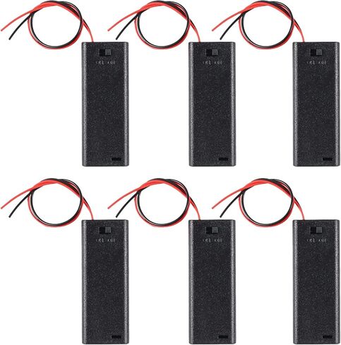 6PCS AAA Battery Holders 2 x 1.5V AAA Battery Case Holder with Wire Leads and Back Cover(2 Slots x 1.5V) in Saudi Arabia