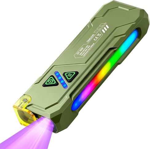 مصباح يدوي مسطح قابل لإعادة الشحن EDC بقوة 1000 لومن أبيض LED/UV/RGB للإشارة المحيطة، مشبك مغناطيسي على ضوء الجيب للاستخدام في الهواء الطلق، والطوارئ، والعمل (1، أخضر، صغير الحجم) in Kuwait