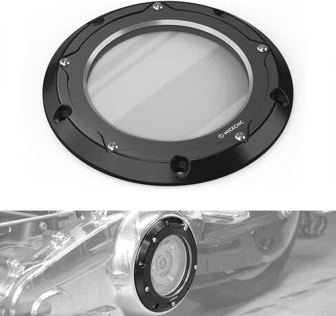 NICECNC Transparent Derby Cover Clutch Cover Primary Side Cover Aluminum CNC Black Compatible with Harley Ultra Limited Low FLHTKL 2017-2024, Replacement for 25700388, See Fitments in Saudi Arabia