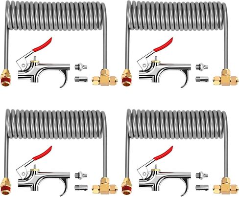 4 Set Heavy Duty Truck Air Seat Blow Gun Air Duster Blow Gun with 2 Interchangeable Nozzle Tips 1/4 Inch NPT X 11.5 Feet Nylon Hose Dust Cleaner for Truck Cab (Classic) in Saudi Arabia