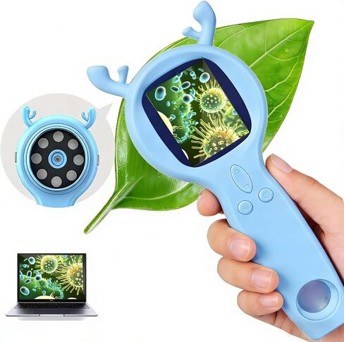 Handheld Digital Microscope, Educational Science Learning Activity Kit, 500X Magnification Digital Deer Microscope, Christmas, Holidays and Birthday Gifts (Blue) in Saudi Arabia