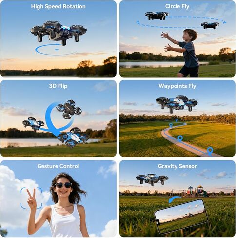 Drones with Camera for Kids and Beginners, Mini FPV Drone 1080P, 3D Flips, Waypoint Fly, APP Control, Optical Flow, Lights, RTF Remote Control Flying Toy Gifts for Boys Girls in Saudi Arabia
