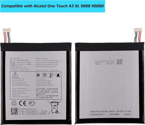بطارية بديلة TLP030JC متوافقة مع Alcatel One Touch A3 XL 9008 9008D 9008X OT-9008D مع مجموعة أدوات in Saudi Arabia
