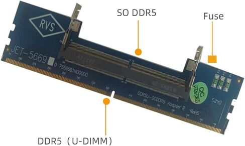 Mustpoint Laptop DDR5 RAM إلى SO DDR5 U-DIMM بطاقة محول سطح المكتب، جهاز اختبار الذاكرة SO DDR5 إلى محول DDR5 U-DIMM (أزرق) in Kuwait