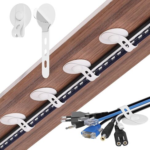 Nearockle Cable Management Under Desk, Adjustable Self-Adhesive Silicone Cable Ties Cord Organizer, Reusable Heavy-Duty Cord Holder Under Table for Office, Home, School (10Pcs-Black) in Saudi Arabia