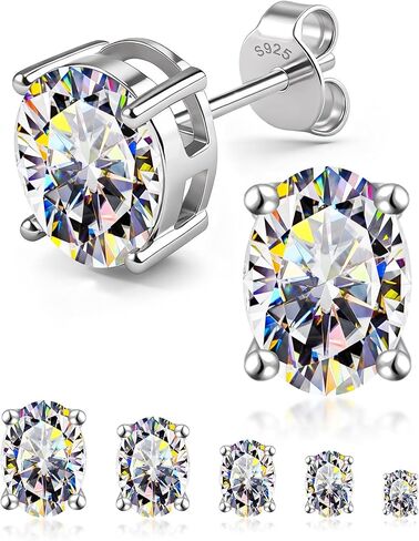 أقراط مسمار مويسانيت المقطوعة للنساء ، أقراط الفضة الجنيه السفلي S925 ، البيضاء والذهبية ، أحجام متعددة ، مجوهرات moissanite d Color VVS1 in Kuwait