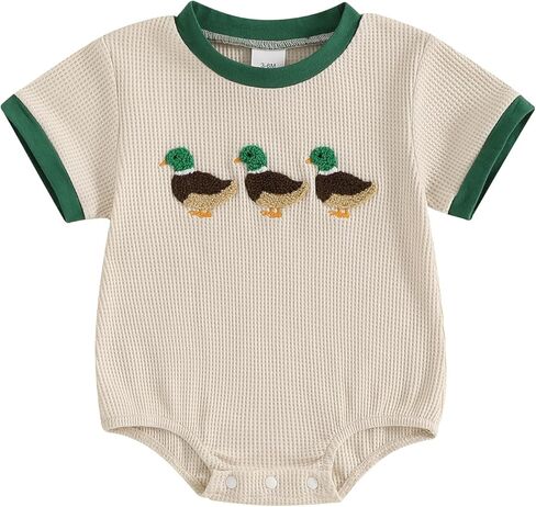 Fish Duck Baby Clothes Cartoon Embroidery Romper Farm Baby Hunting Outfit Newborn Boy Girl Summer Clothes in Saudi Arabia