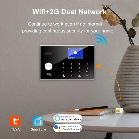 نظام أمان منزلي مع كاميرا، واي فاي + طقم إنذار منزلي GSM مع تنبيه تطبيق الهاتف، مستشعر الباب/النافذة، جهاز التحكم عن بعد للشقق (13 قطعة) in Kuwait
