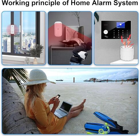 نظام أمان منزلي مع كاميرا، واي فاي + طقم إنذار منزلي GSM مع تنبيه تطبيق الهاتف، مستشعر الباب/النافذة، جهاز التحكم عن بعد للشقق (13 قطعة) in Kuwait