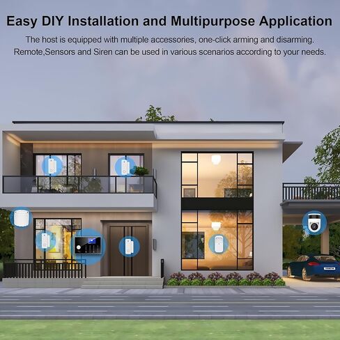 نظام أمان منزلي مع كاميرا، واي فاي + طقم إنذار منزلي GSM مع تنبيه تطبيق الهاتف، مستشعر الباب/النافذة، جهاز التحكم عن بعد للشقق (13 قطعة) in Kuwait