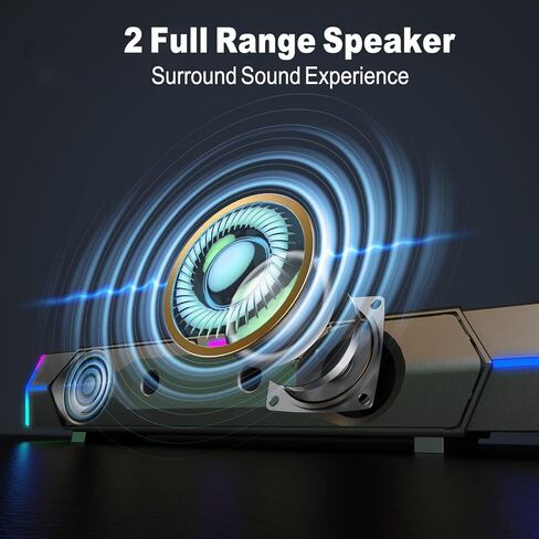 V18 Bluetooth & USB Smart Compability Computer Speakers for PC Desktop Monitor, Gaming PC Sound Bar, Superb Stereo Sound, with LED Lighting - Combine/Separate to Customize Your Desk in Saudi Arabia