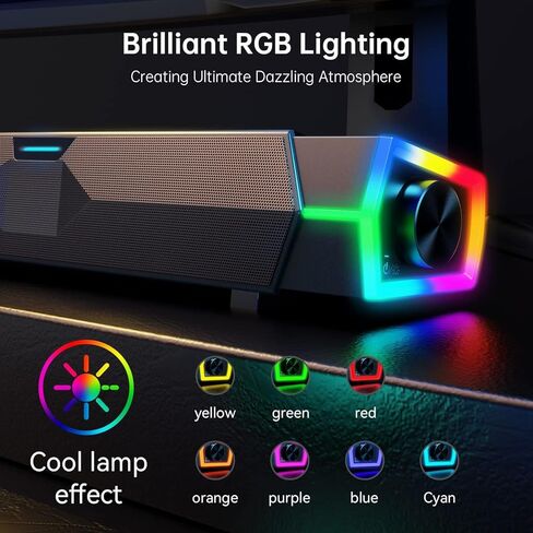 V18 Bluetooth & USB Smart Compability Computer Speakers for PC Desktop Monitor, Gaming PC Sound Bar, Superb Stereo Sound, with LED Lighting - Combine/Separate to Customize Your Desk in Saudi Arabia