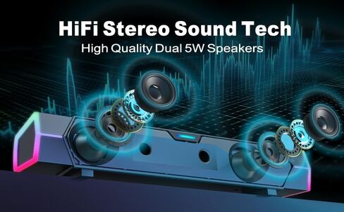 V18 Bluetooth & USB Smart Compability Computer Speakers for PC Desktop Monitor, Gaming PC Sound Bar, Superb Stereo Sound, with LED Lighting - Combine/Separate to Customize Your Desk in Saudi Arabia