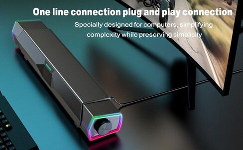 V18 Bluetooth & USB Smart Compability Computer Speakers for PC Desktop Monitor, Gaming PC Sound Bar, Superb Stereo Sound, with LED Lighting - Combine/Separate to Customize Your Desk in Saudi Arabia