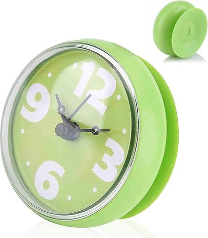 2PCS Suction Cup Wall Clock, Bathroom Clock,Shower Wall Clock, Waterproof Shower Clock with Suction Cup Wall Clock Battery Operated Waterproof Bathroom Shower Clock for Bathroom (Green) in Kuwait
