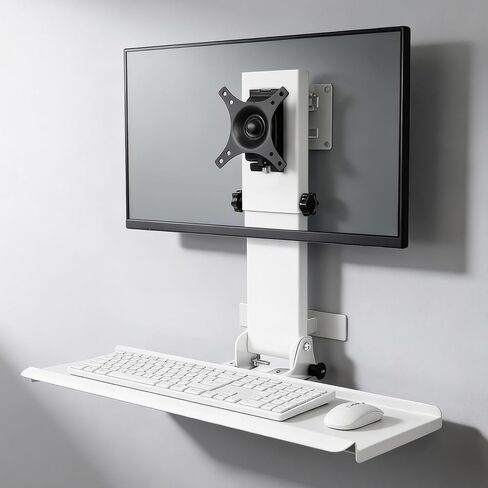 Wall Mount Computer Workstation, Monitor Wall Mount with Foldable 26" Keyboard Tray and Mouse Space, Fits 17-32 inch Screens, Heavy Duty 2mm Steel Space Saving Desk in Saudi Arabia
