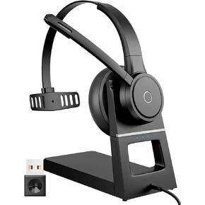 Blue Air Wireless Headset with Mic for Work, V5.3 Bluetooth Headset with Noise Cancelling Microphone - Charging Base, USB Dongle, Mute Mic, Stable Connection for Computer PC Office Home Call Center in Saudi Arabia