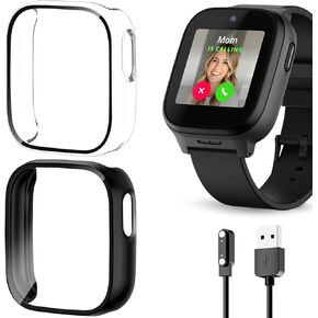 2 Pack Scratch-Resistant Screen Protector Compatible with Cosmo JrTrack 5 Watch, Tempered Glass Case Overall Protection Hard PC Cover for Cosmo JrTrack 5 Kids Smartwatch Accessories in Saudi Arabia