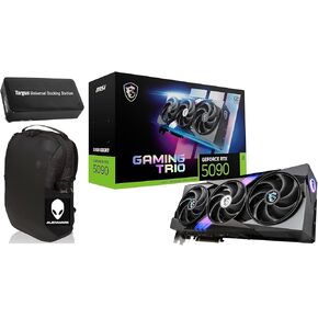 msi Gaming Trio GeForce 5090 OC 32GB GDDR7 GPU، 32GB GDDR7، PCI Express® Gen 5، Boost: 2482 ميجا هرتز (الألعاب والوضع الصامت)، ناقل الذاكرة، 512 بت. حزمة مع محطة Targus Dock وحقيبة الظهر Alienware. in Kuwait