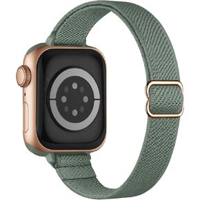 حزام رفيع قابل للتمدد متوافق مع أساور ساعة Apple 41 مم 40 مم 38 مم 42 مم 44 مم 45 مم 46 مم 49 مم للنساء والرجال، حزام رياضي رفيع من النايلون المرن لسلسلة iWatch 11 10 9 8 7 6 5 4 3/SE/Ultra 3 2 1 in Kuwait